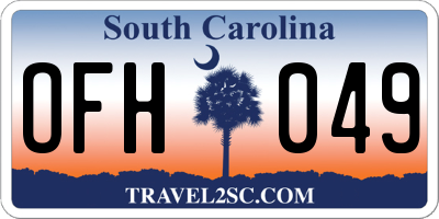 SC license plate OFH049