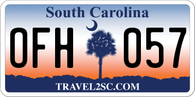 SC license plate OFH057