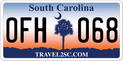 SC license plate OFH068