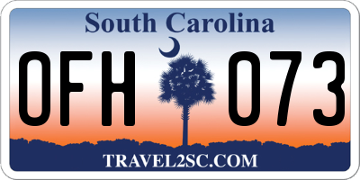 SC license plate OFH073