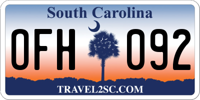 SC license plate OFH092