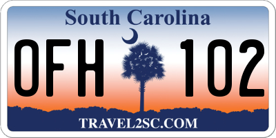 SC license plate OFH102