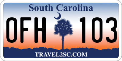 SC license plate OFH103