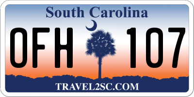 SC license plate OFH107
