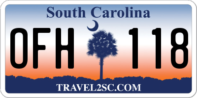 SC license plate OFH118