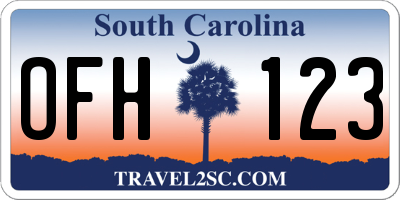 SC license plate OFH123