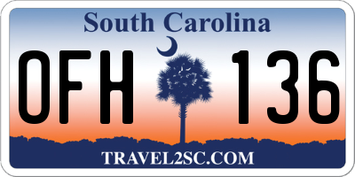 SC license plate OFH136