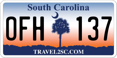 SC license plate OFH137