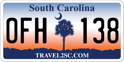 SC license plate OFH138