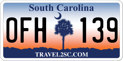 SC license plate OFH139