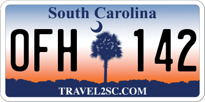 SC license plate OFH142