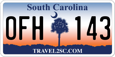 SC license plate OFH143