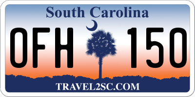 SC license plate OFH150