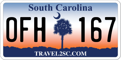 SC license plate OFH167