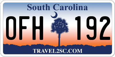 SC license plate OFH192