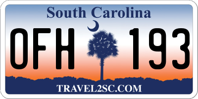 SC license plate OFH193