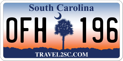 SC license plate OFH196