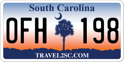 SC license plate OFH198