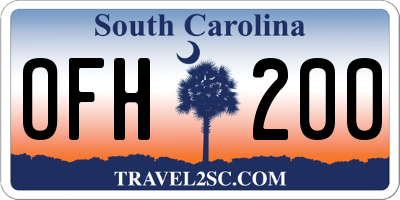 SC license plate OFH200