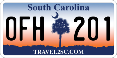 SC license plate OFH201