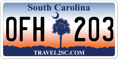 SC license plate OFH203