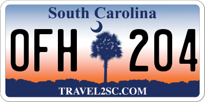 SC license plate OFH204