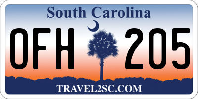 SC license plate OFH205