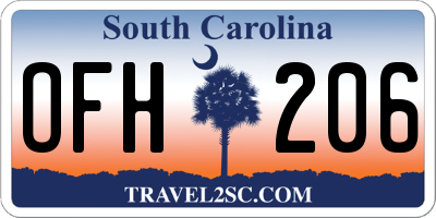 SC license plate OFH206