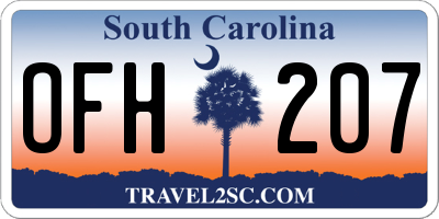 SC license plate OFH207