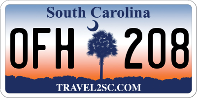 SC license plate OFH208