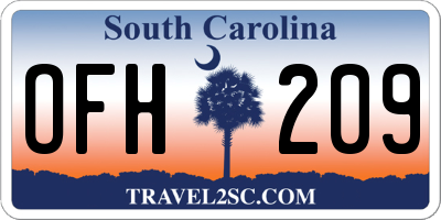SC license plate OFH209