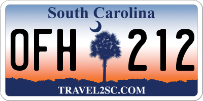 SC license plate OFH212