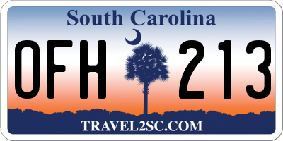 SC license plate OFH213