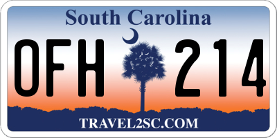 SC license plate OFH214