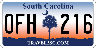 SC license plate OFH216