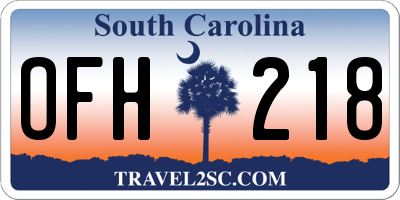 SC license plate OFH218