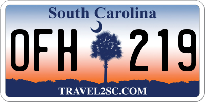 SC license plate OFH219