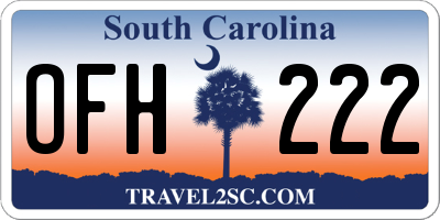 SC license plate OFH222