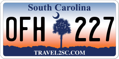 SC license plate OFH227