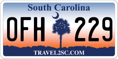SC license plate OFH229