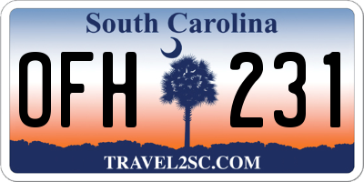 SC license plate OFH231