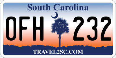 SC license plate OFH232