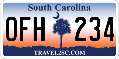 SC license plate OFH234