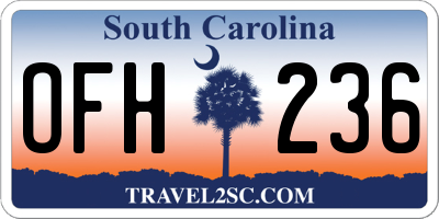 SC license plate OFH236