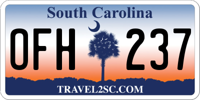SC license plate OFH237