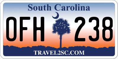 SC license plate OFH238