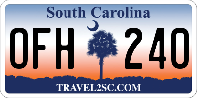SC license plate OFH240