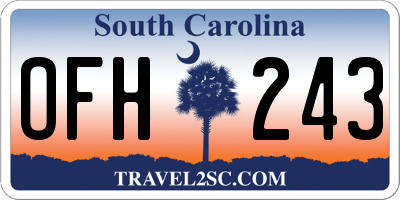 SC license plate OFH243