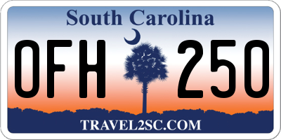 SC license plate OFH250