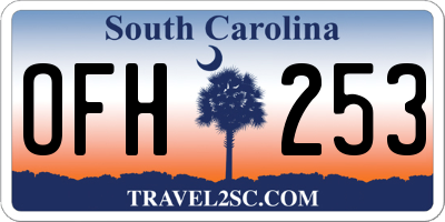 SC license plate OFH253